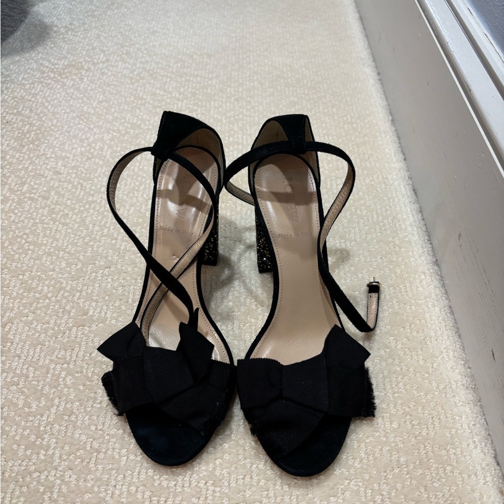 J. Crew Black Bow Heels